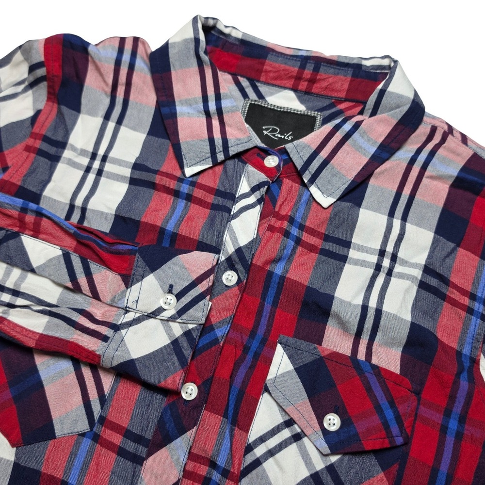 Rails Womens Hunter Shirt XS Red White Blue Plaid Button Down Casual